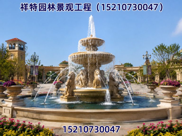 雄县人工湖喷泉展示图